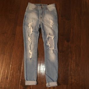 Brand New Fashion Nova Light Blue Ripped Jeans